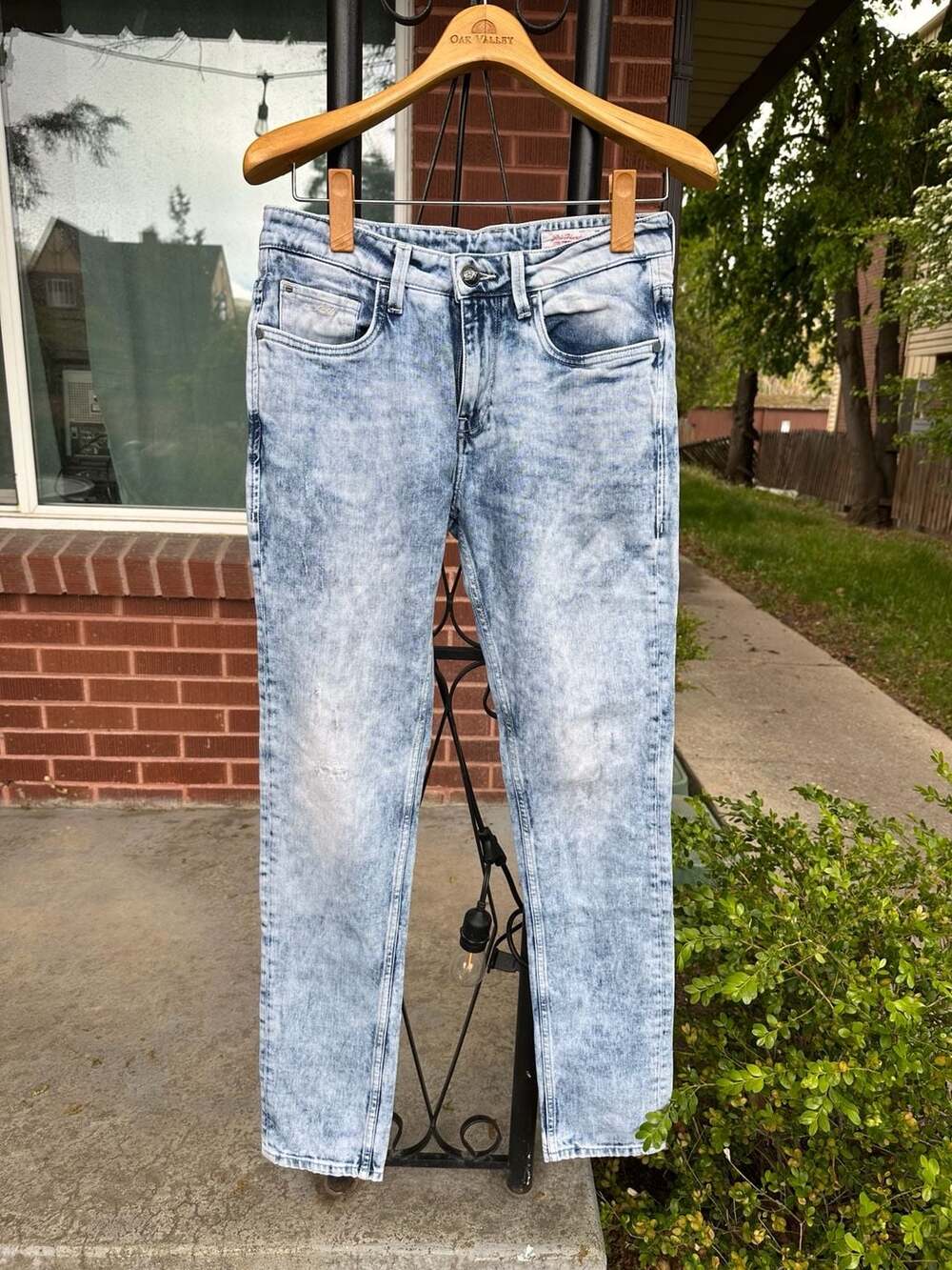 Ed Hardy Men's Acid Wash Slim Fit Distressed Tattoo Pocket Jeans Size 30